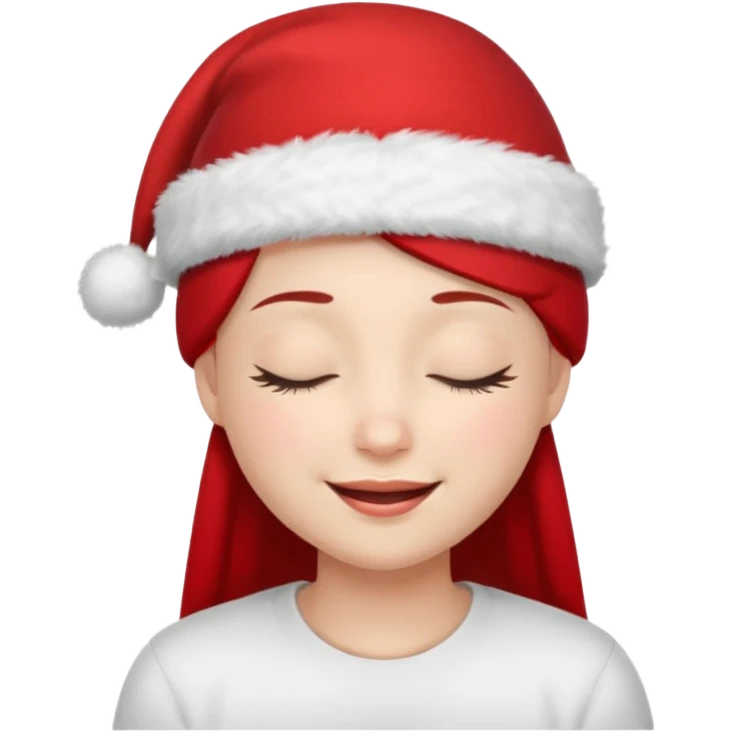 Smile with closed eyes in a red Christmas hat emoji