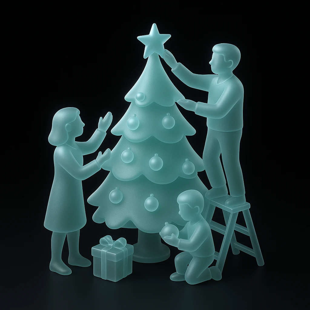 people decorating a Christmas tree emoji