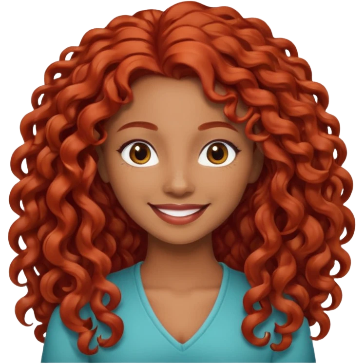 Morena, do cabelo grande cacheado, vermelho emoji