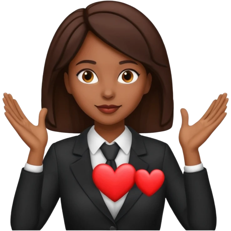Black woman lawyer making heart shape with hands emoji