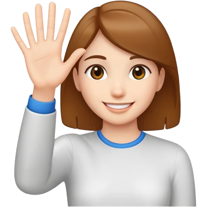 smiling girl palm raised to signal stop emoji