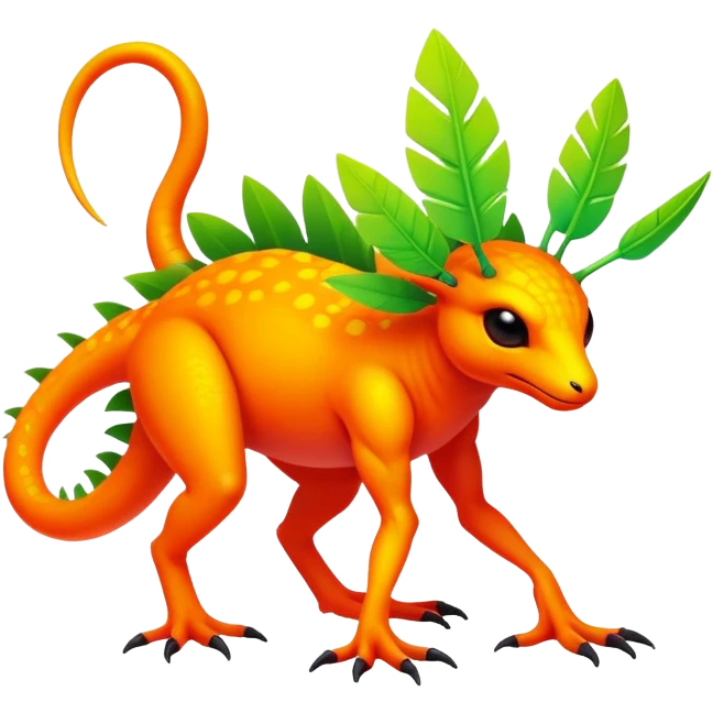 Tropical futuristic lush warm-colored neon Fionbri-Vernid-creature (full body) emoji