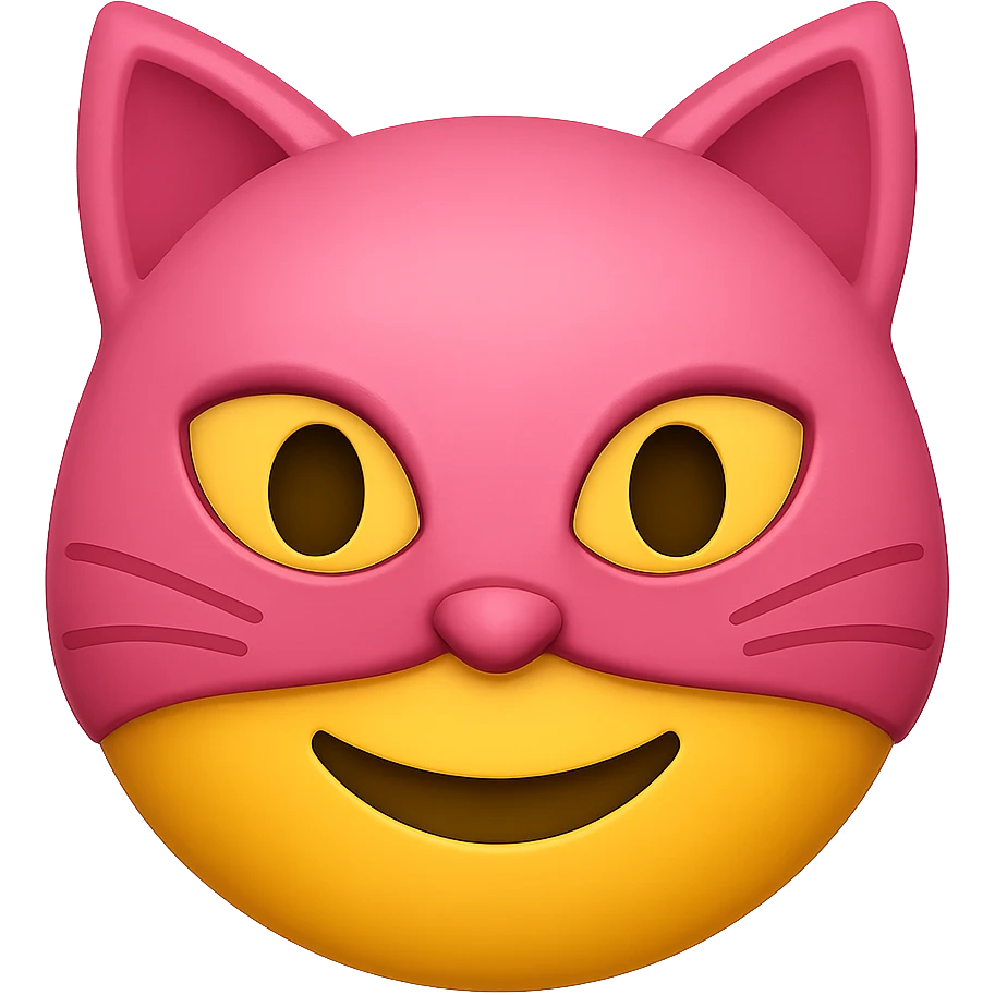 face with pink cat mask emoji, digital illustration, remove background emoji