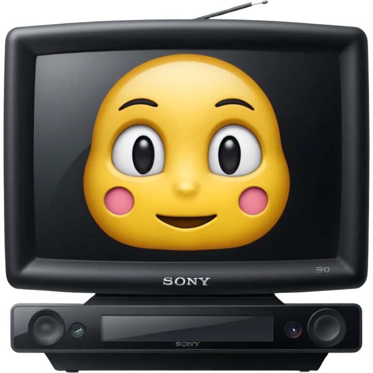 старый черный телевизор Sony с ярко зеленым пиксельным экраном  emoji