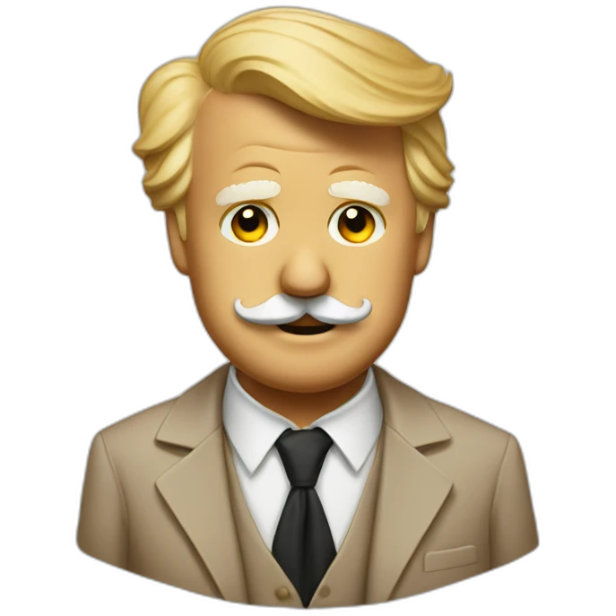 Donald trump with a Charlie Chaplin moustache and a tan suit emoji