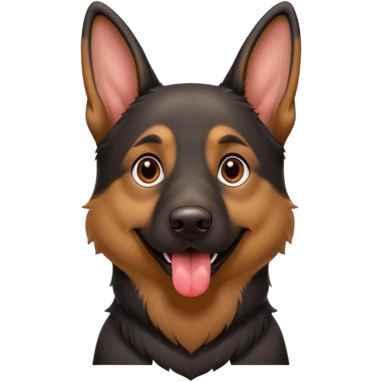 cartoon style dark German Shepherd dog with its tongue hanging out long emoji