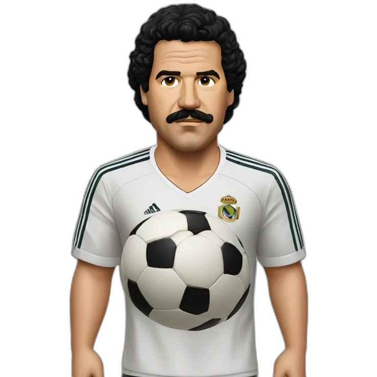 Pablo Escobar playing soccer emoji