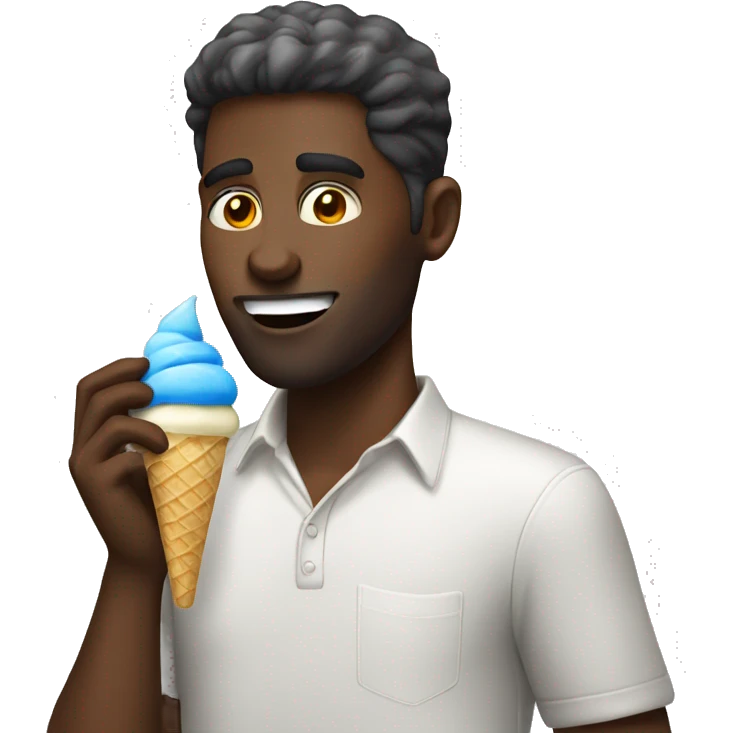 white man eating vanilla and blue ice cream emoji