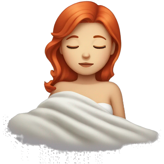 Girl sleeping with red hair emoji