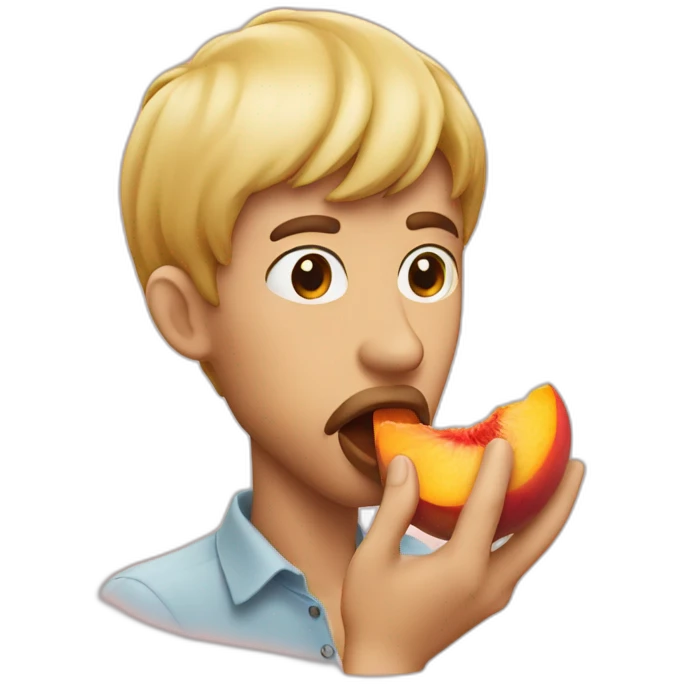 man licking a peach emoji