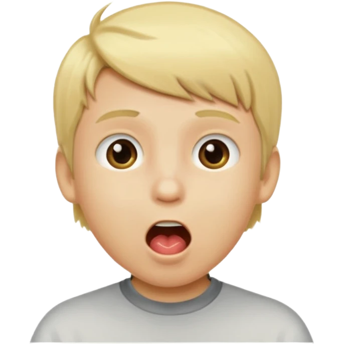 Un garçon blond qui ouvre la bouche laissant voir les numéros 6 7 emoji