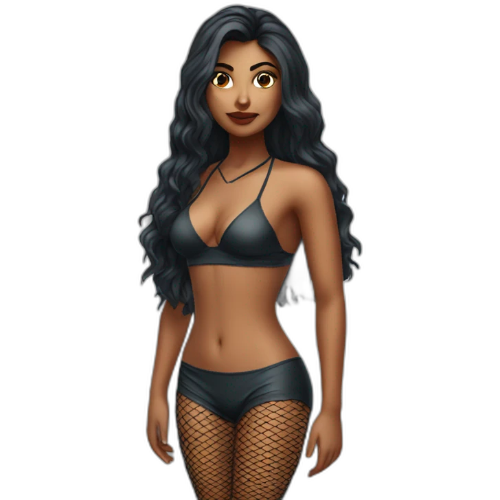 Indian girl posing legs in fishnet bikini sfw emoji