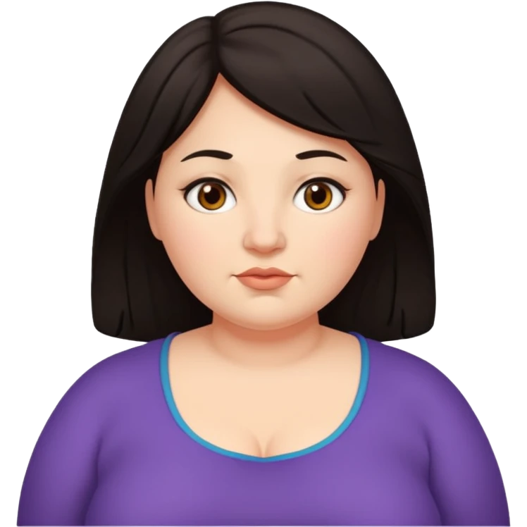 Darkhaired, slightly overweight woman. emoji