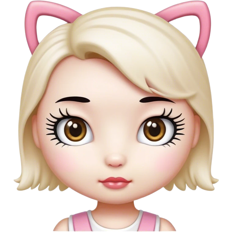  hello Kitty SANRIO, with an eyelash spoolie  emoji
