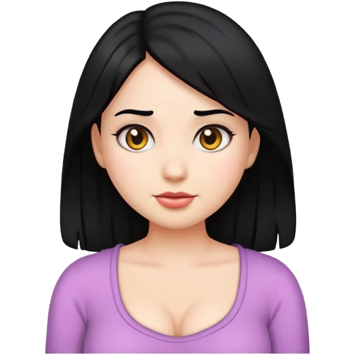 Create emoji girl with black hair and big hot boobs emoji
