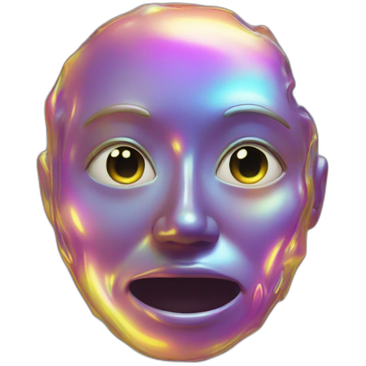 Trippy melting face holographic emoji