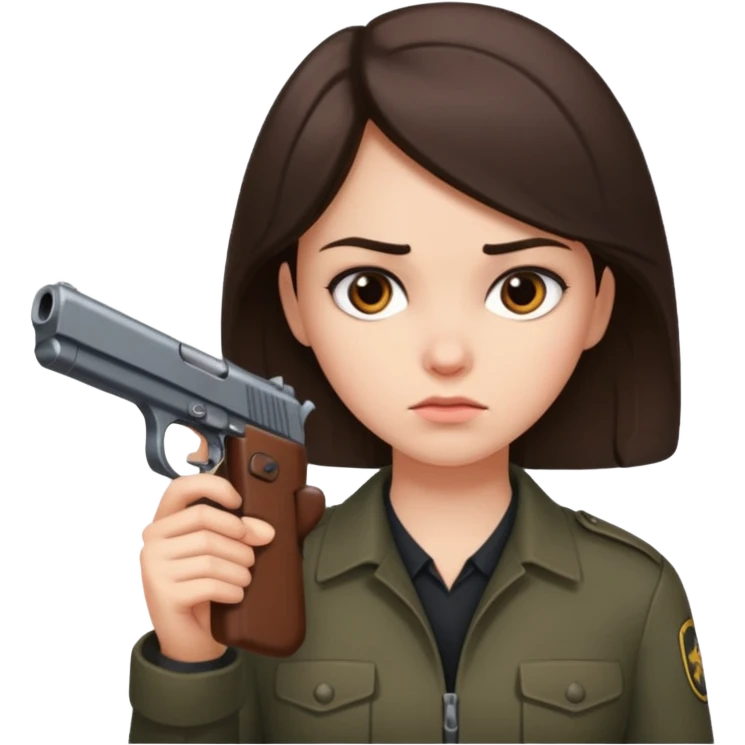 A pretty badass brunette girl who is about to kill herself witha gun emoji