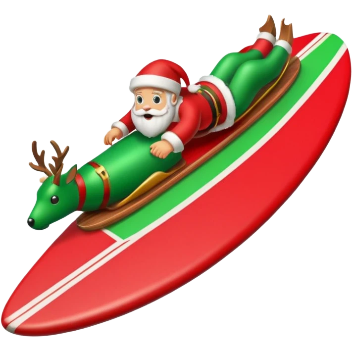 Santa’s sleigh on a surf emoji