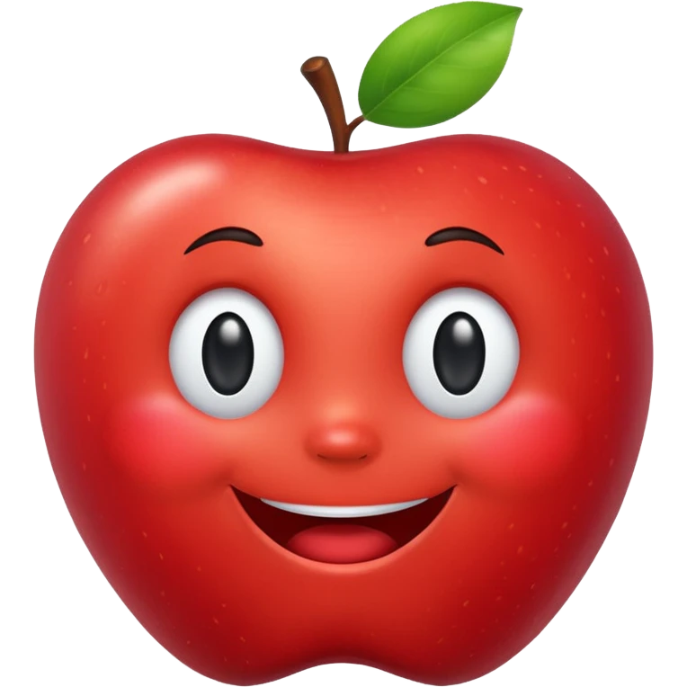 red apple with a happy face emoji