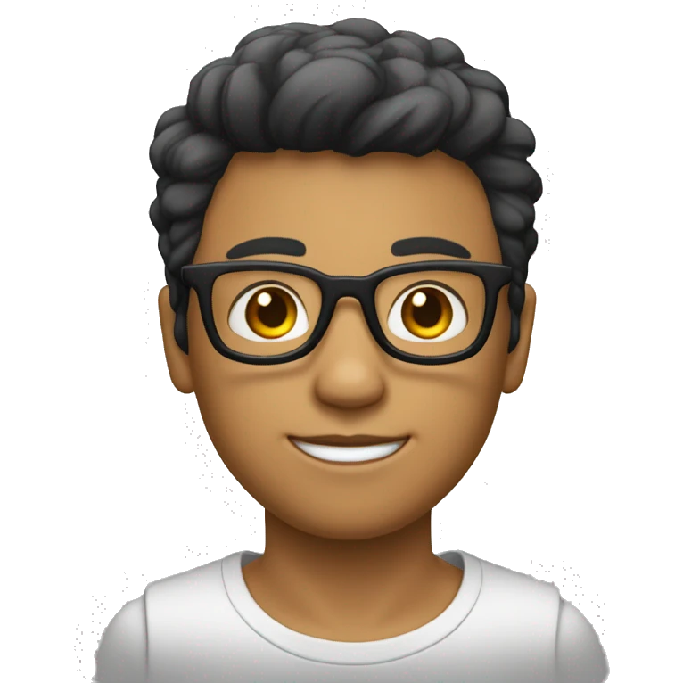 Un garçon à lunettes peau blanche cheveux noirs qui rigole emoji