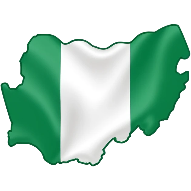 "Nigeria outline filled with the Nigerian flag colors, green-white-green, simple and bold, vector-style, clean and vibrant." emoji