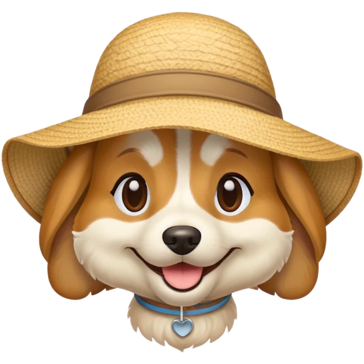 Dog wearing a sun hat emoji