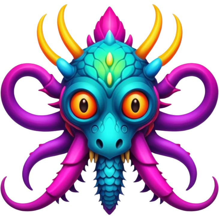 An exotic neon colorful unique bizarre eccentric Fakémon-creature emoji