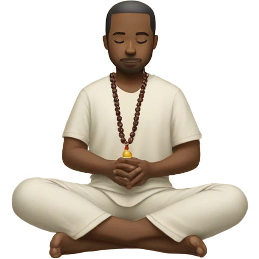man meditating with prayer beads emoji