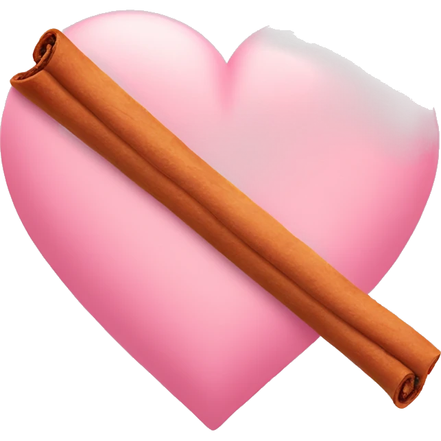 Pastel pink love heart with a cinnamon scroll emoji