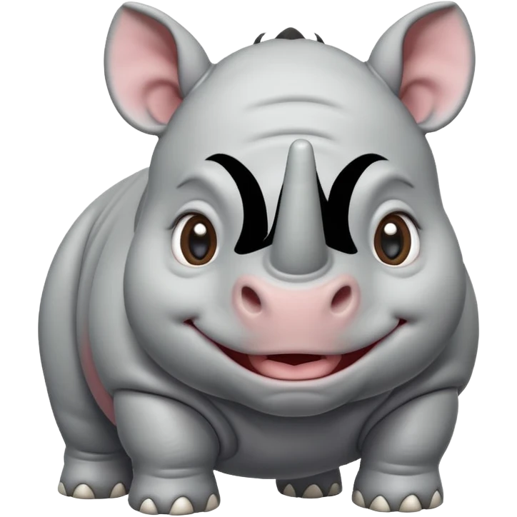 smiling baby rhinoceros, chubby and cute emoji