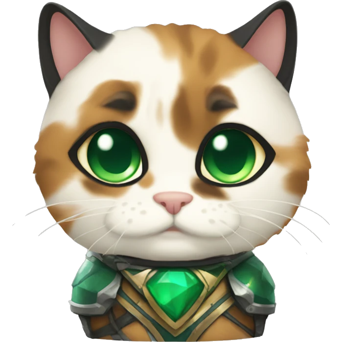 Fat calico cat with emerald armor  emoji