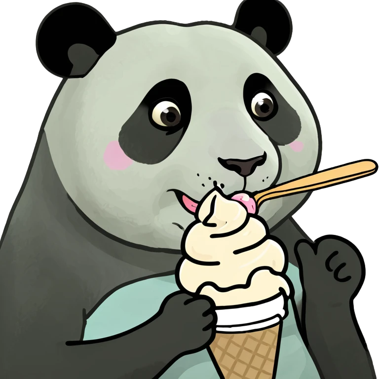 Panda eating ice cream emoji
