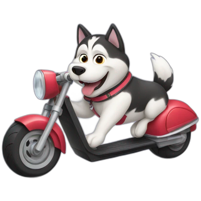 fat husky racing on scooter emoji