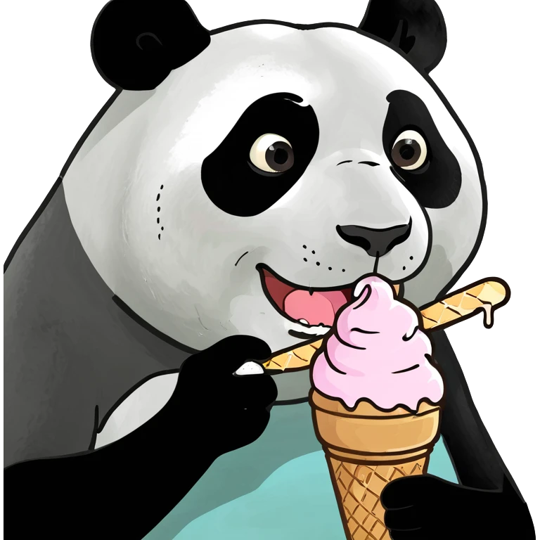 Panda eating ice cream emoji