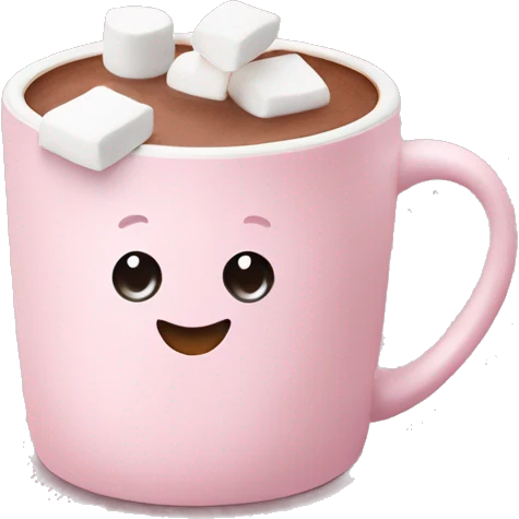 Light Pink mug of hot chocolate with marshmallows  emoji