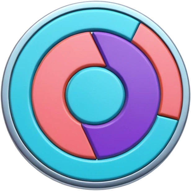 
One  Rotate 45 degree 3d credit coin color in in gradient of turquoise, blue, pink, purple, and coral emoji