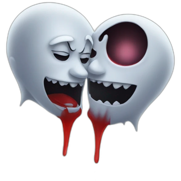 Male Ghost kissing Male vampire emoji