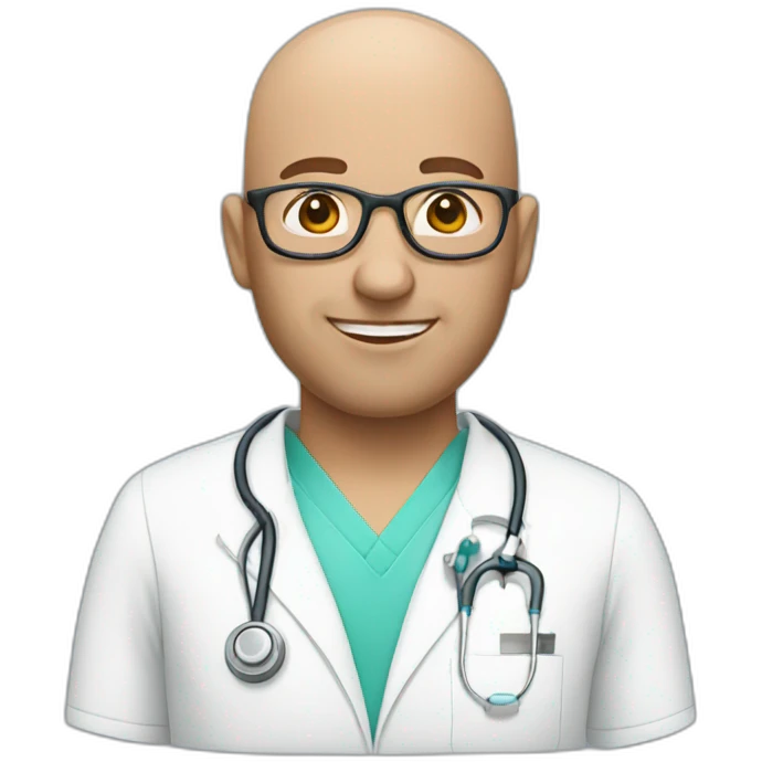 man nurse bald glasses emoji