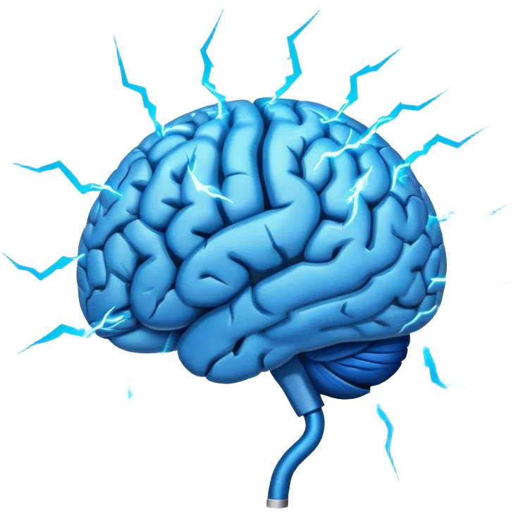 brain with lightning and swirling thoughts emoji