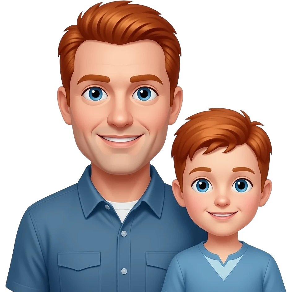Red haired dad with his son emoji