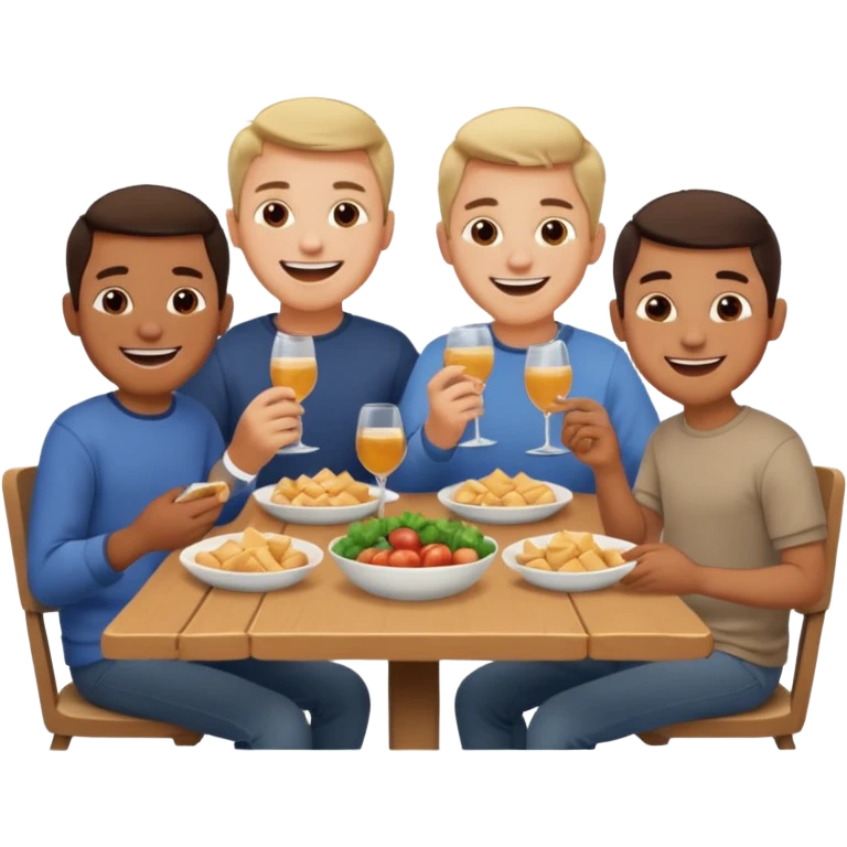 dia de jantar com amigos de infancia, mas so homens emoji