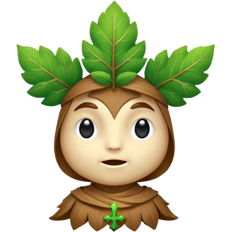 woodland spirit shaking head with leaf cross symbol emoji