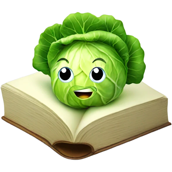 Cabbage with book emoji