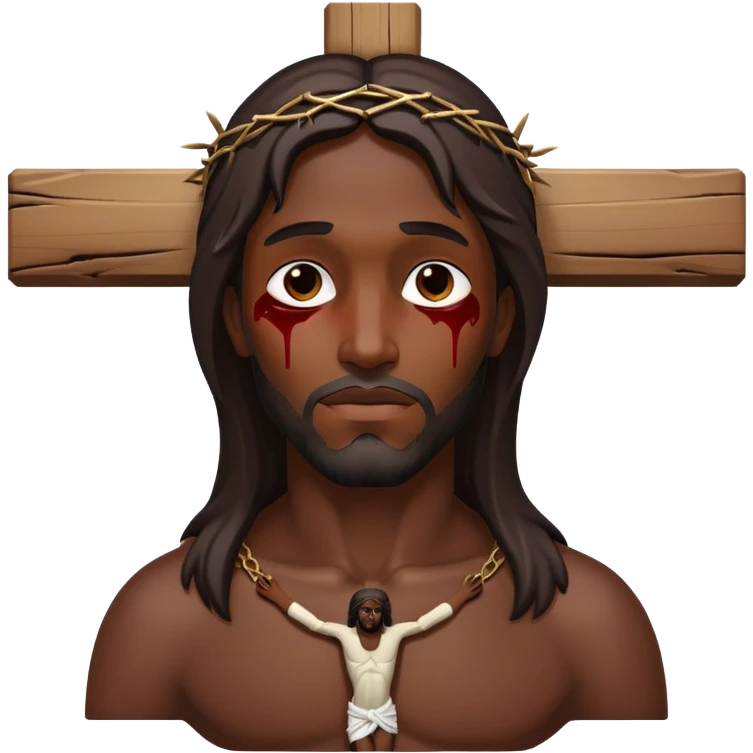 Dark skin christ injured on crucifix  emoji