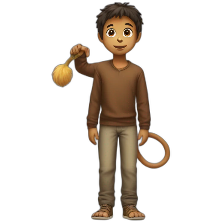 Boy with a Monkey's tail emoji