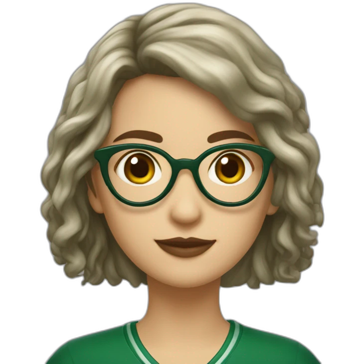 chica blanca con lentes y cabello legro liso de la casa de slytherin emoji