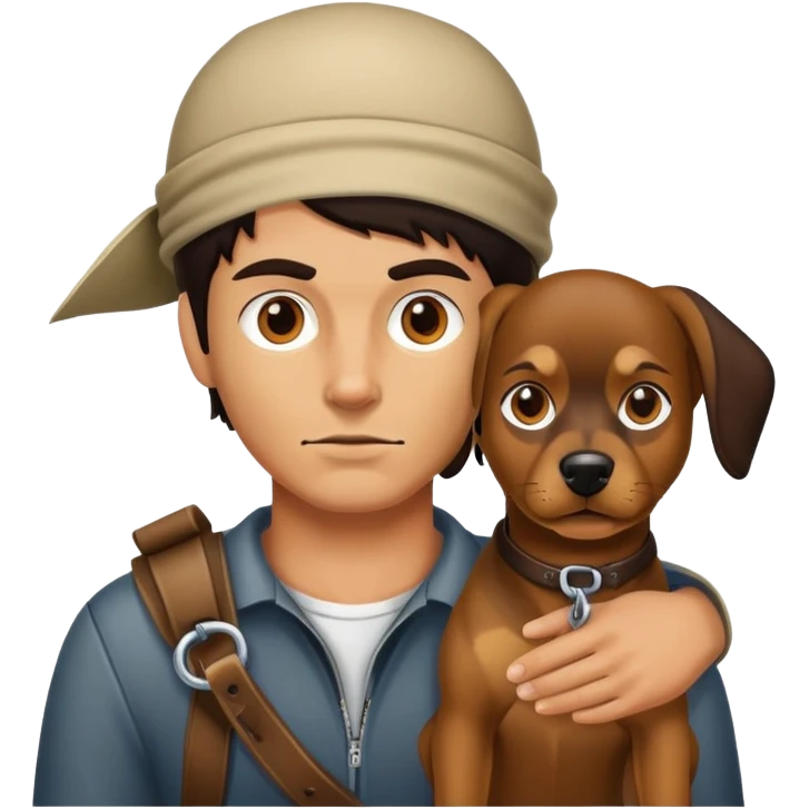 Robber with a dog on head emoji