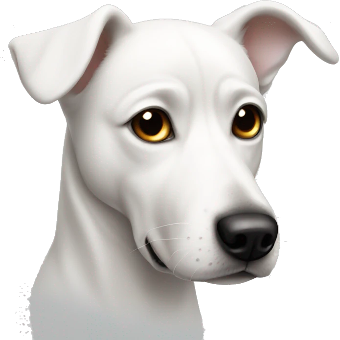 White dog with black eye emoji