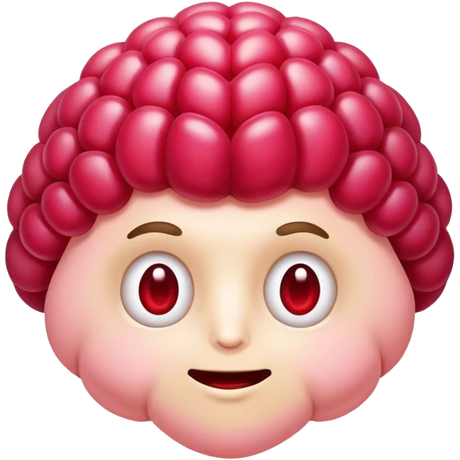 A friendly raspberry brain, realistc emoji