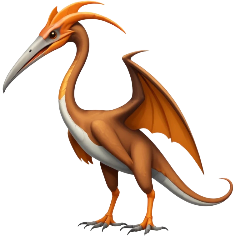 Quetzalcoatlus, giant pterosaur with elongated neck and beak, standing on the ground emoji